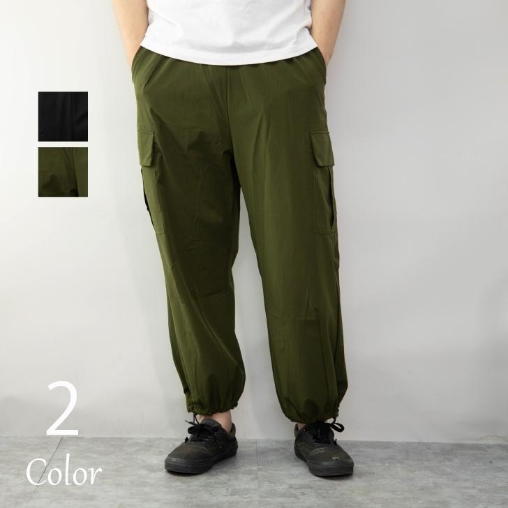 カーゴパンツ メンズ ワイドカーゴパンツ ミリタリーパンツ ダボパン 軍パン ナイロン ストレッチ 黒 カーキ カジュアル 無地 韓国系 ストリート スポーティー 21 オトカジ 通販 Yahoo ショッピング