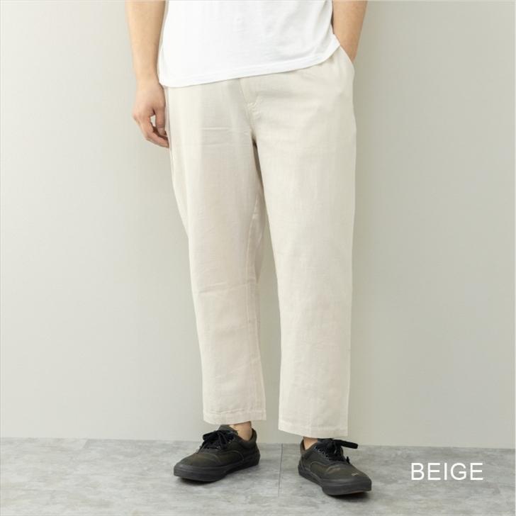 イージーパンツ メンズ 綿麻 コットン リネン ストレッチ ワイド