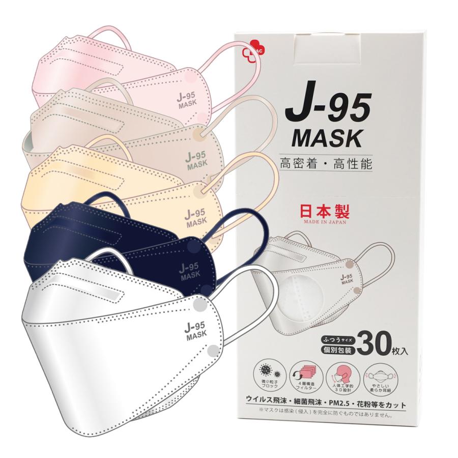 マスク 不織布 J95 J-95 国産 日本製 医療用 立体 30枚入り 個別包装