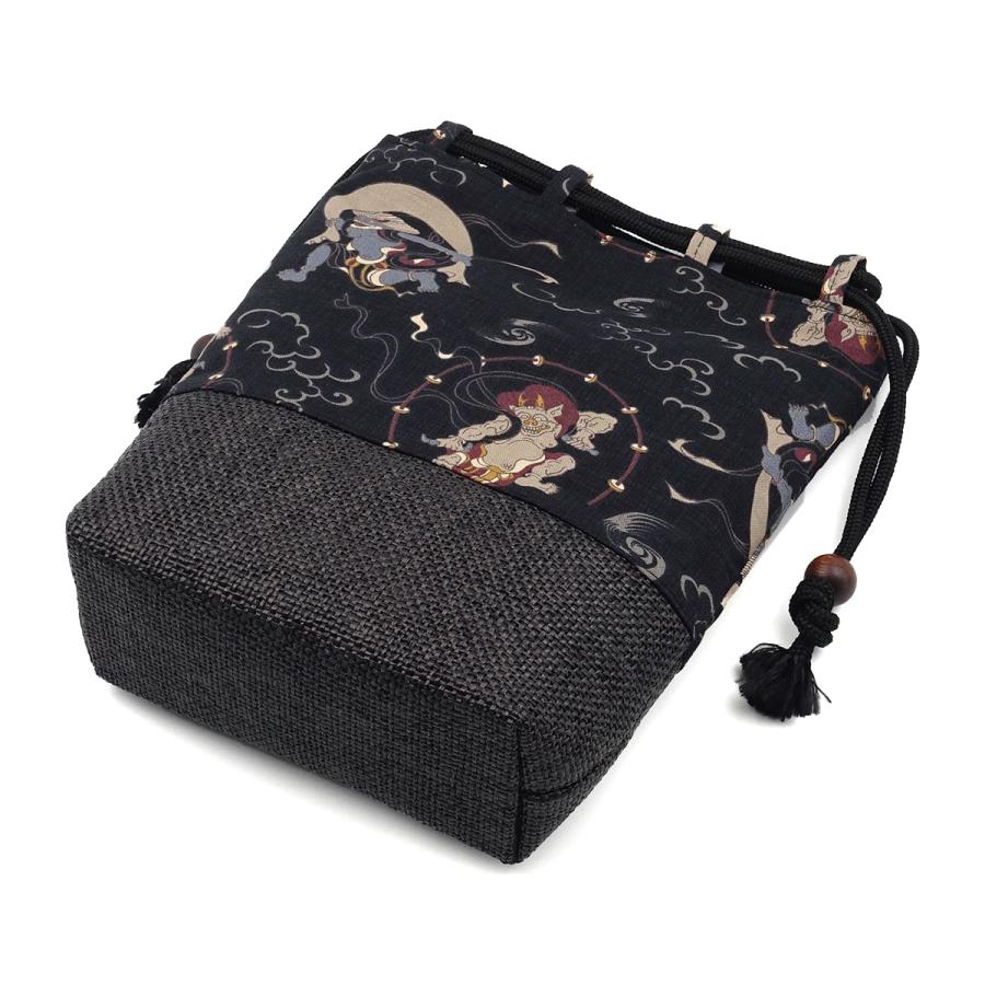 巾着袋 信玄袋 風神雷神 黒 日本製 : 男着物の加藤商店 - 通販 - Yahoo