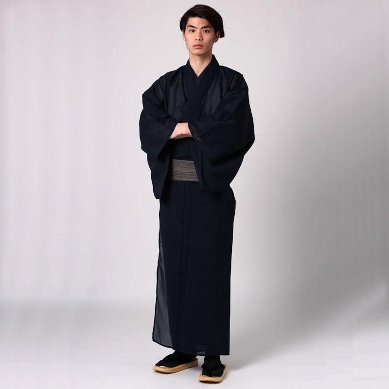 着物 メンズ 男 反物 洗える着物 紗 無地 紬 誂え(6612) : 男着物の