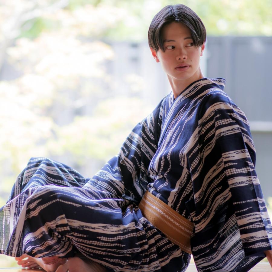 人気絶頂 浴衣 メンズ 男着物専門店品質 注染 よろけ縞 Lサイズ限定 7517 内祝い Www Thedailyspud Com