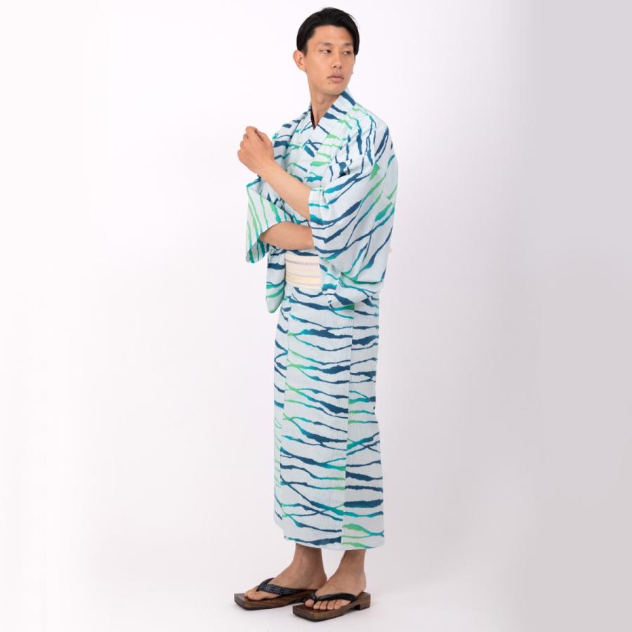 浴衣 メンズ 男着物専門店品質 注染 カラー刺子波柄 (7523)|otokokimonokato|04