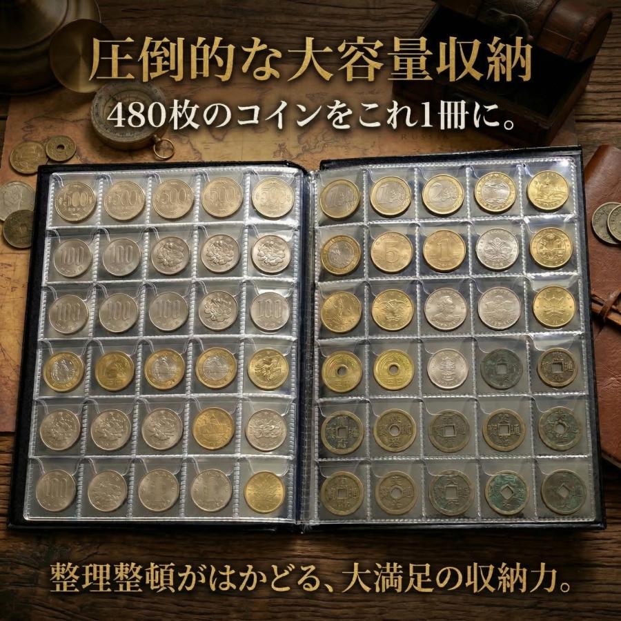 P*o様 旧貨幣・金貨・銀貨・記念硬貨コレクション　コレクター向け 480枚収納 ポケット コインアルバム 16ページ コインコレクション