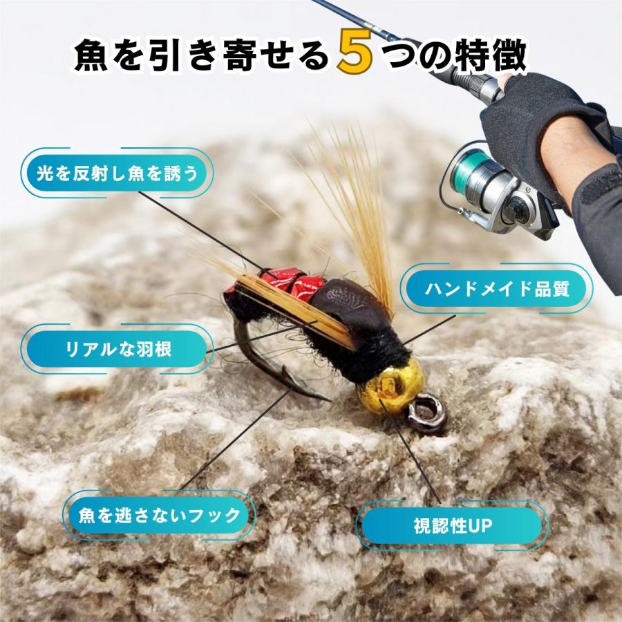 フライフィッシング フライ入りガラス置物 ビーズヘッドフライ【5個セットサイズ＃8】フライフィッシングフライ 置物