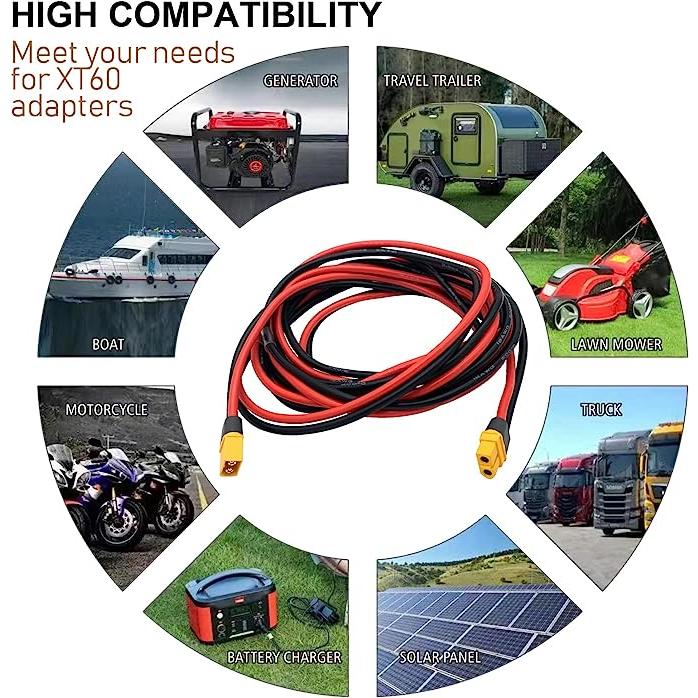 5m 12AWG FLY RC XT60 XT60h （オス.メス）延長コード 太陽光パネル