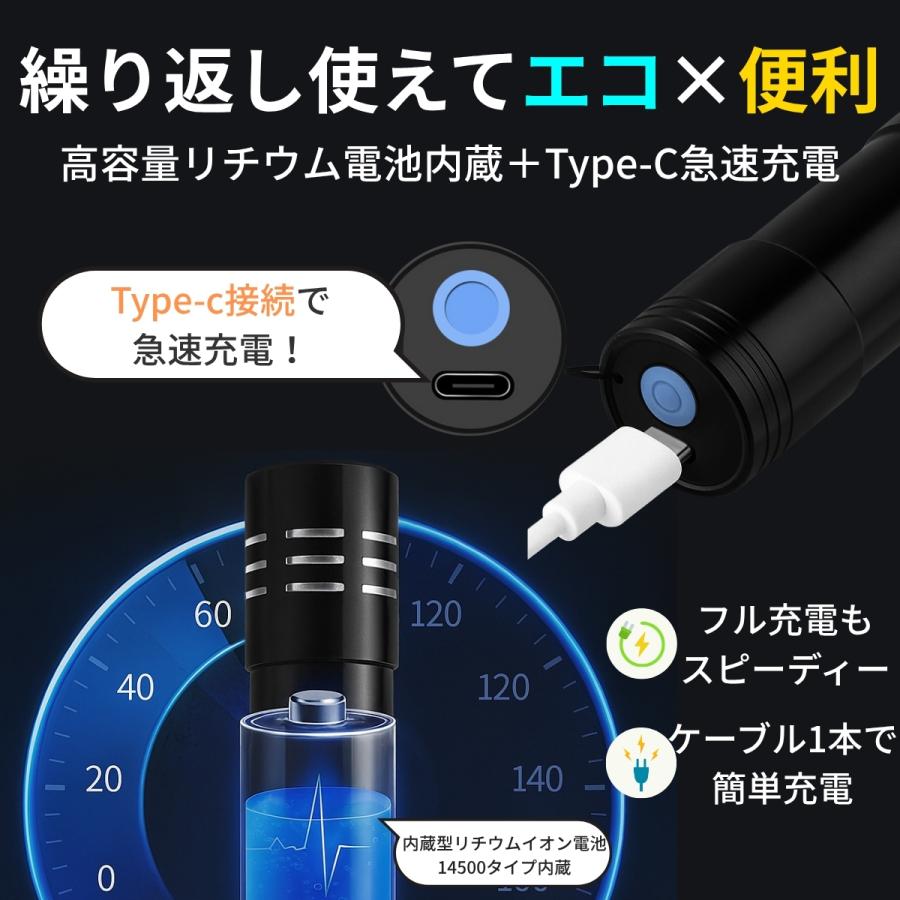高輝度 充電式LEDミニハンディライト 懐中電灯 キャンプ 防災