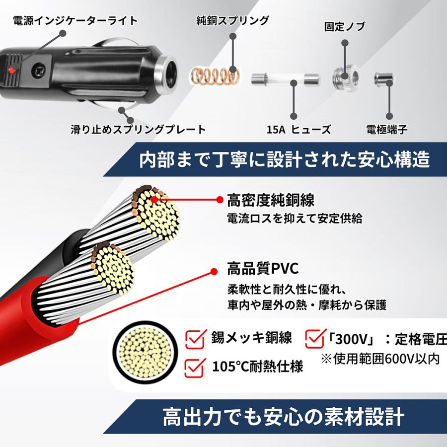 XT60i シガーソケット【3m】充電ケーブル XT60でも使用可 12AWG