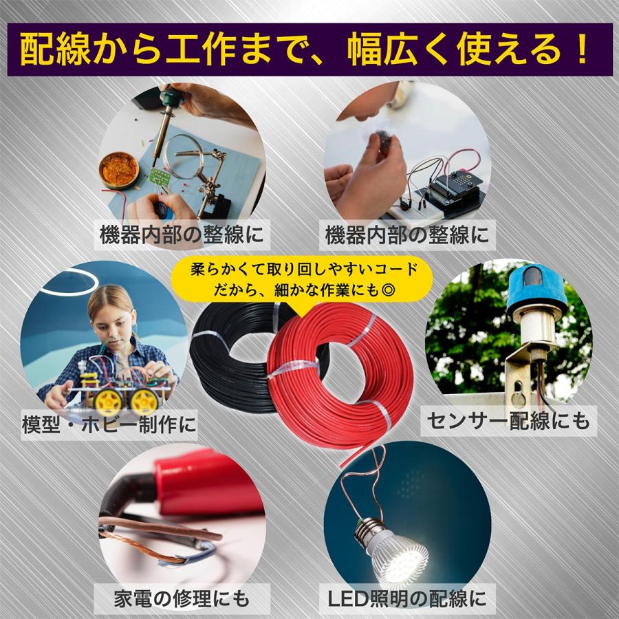 耐熱ビニル電線赤黒セット 【赤・黒各10m*2本 合計20m】【サイズ選択