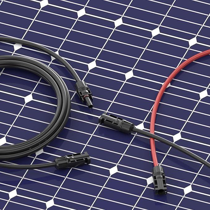 10m 12AWG 高耐久耐候性素材MC4延長ケーブル赤黒2本セット 【耐用年数