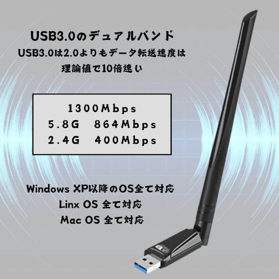 繋がりやすい高速WIFI子機】 5dbiアンテナデュアルバンド無線lan 子機