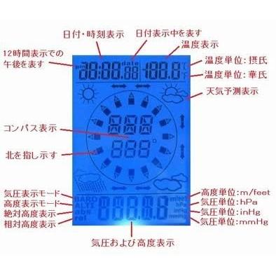 多機能 デジタル高度計 気圧計 温度計 コンパス 天気 日時｜otokurasi｜02