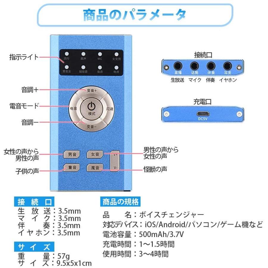 ボイスチェンジャー 4種類音声変更 変声器 男声 女声 子供の声 魔獣声