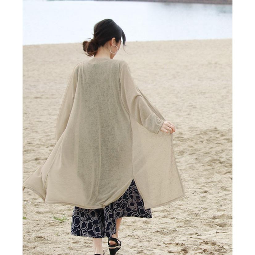 OTONA カーディガン レディース ベージュ 長袖 ロング丈 ニット 薄手