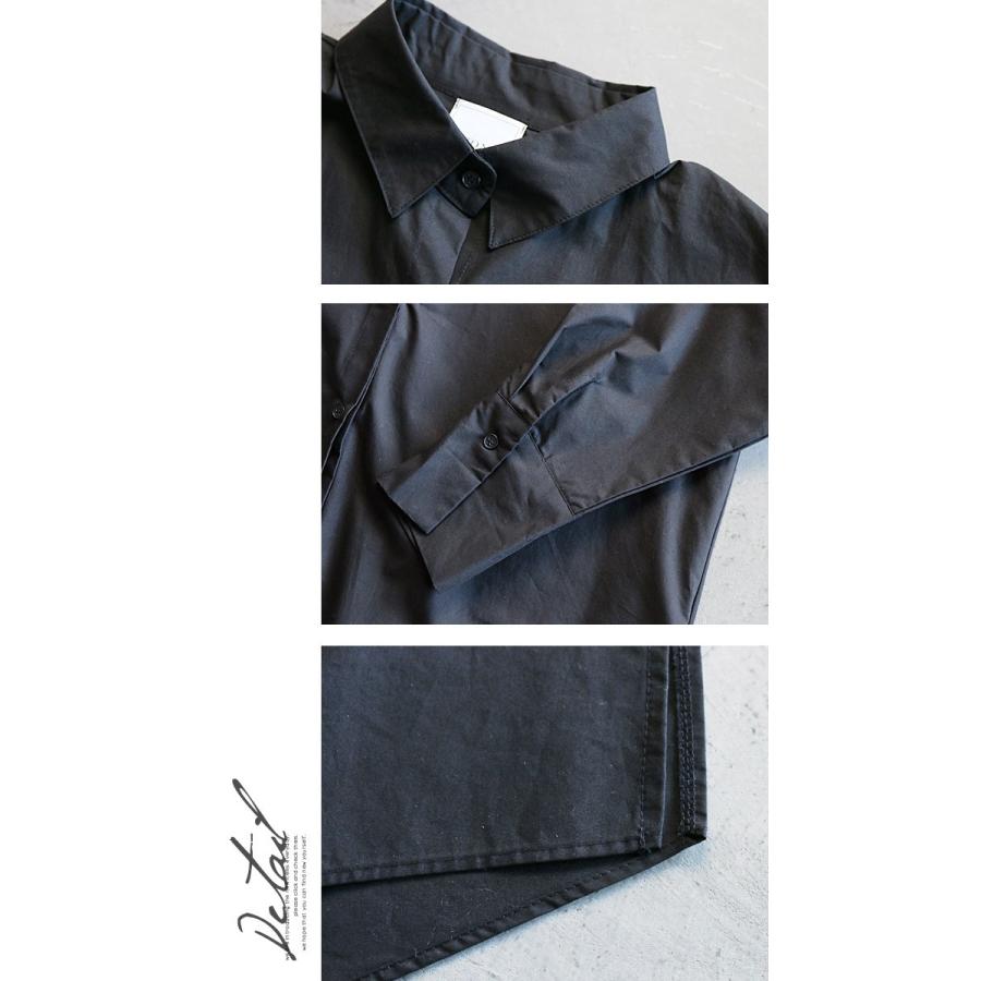 オリジナル シャツ ブラック 綿100％ 裾の変形デザインが印象的な一枚 OTONA 40代 50代 60代｜otona-luxe｜11