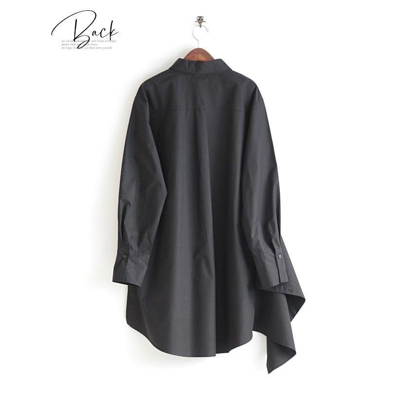 オリジナル シャツ ブラック 綿100％ 裾の変形デザインが印象的な一枚 OTONA 40代 50代 60代｜otona-luxe｜20