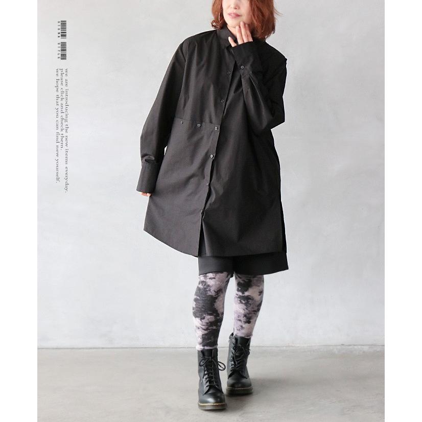 オリジナル シャツ ブラック 綿100％ 裾の変形デザインが印象的な一枚 OTONA 40代 50代 60代｜otona-luxe｜03