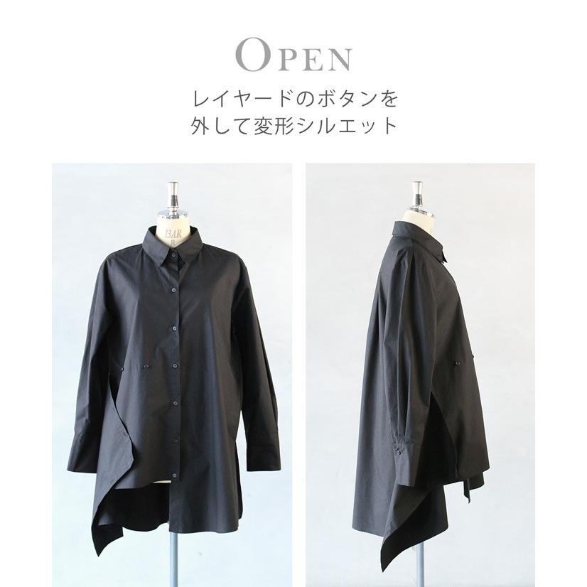 オリジナル シャツ ブラック 綿100％ 裾の変形デザインが印象的な一枚 OTONA 40代 50代 60代｜otona-luxe｜05