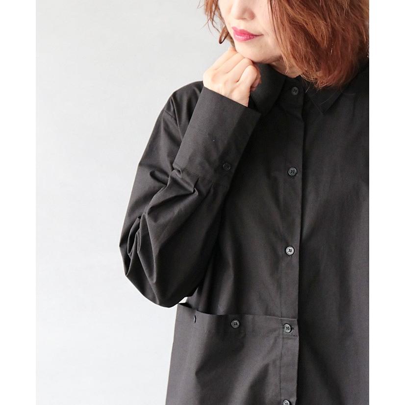 オリジナル シャツ ブラック 綿100％ 裾の変形デザインが印象的な一枚 OTONA 40代 50代 60代｜otona-luxe｜07