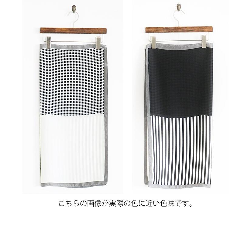 OTONA スカーフ ストライプ ドット 水玉 モノトーン 黒 白 大人っぽい