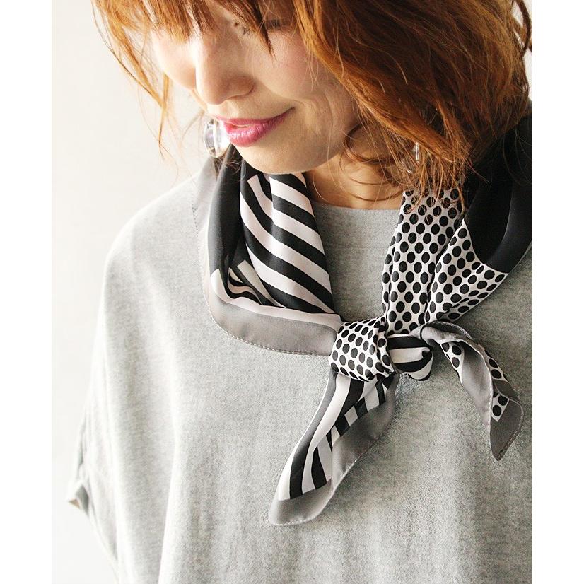OTONA スカーフ ストライプ ドット 水玉 モノトーン 黒 白 大人っぽい