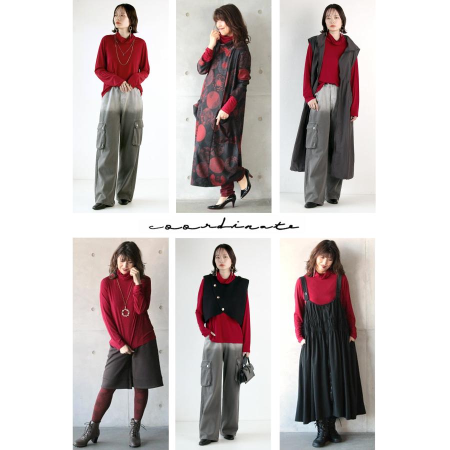 OTONA トップス カットソー レディース レッド 長袖 落ち感