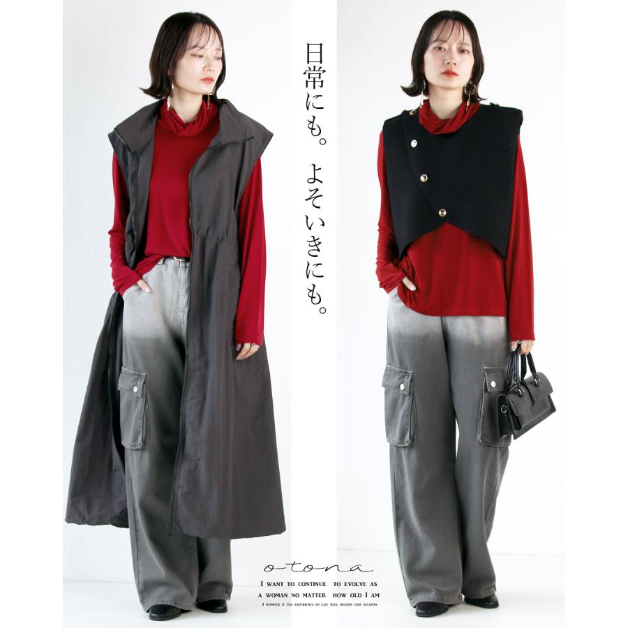 ANARCHY タートルネック長袖トップス 黒/赤 OTONA トップス カットソー レディース レッド 長袖 落ち感