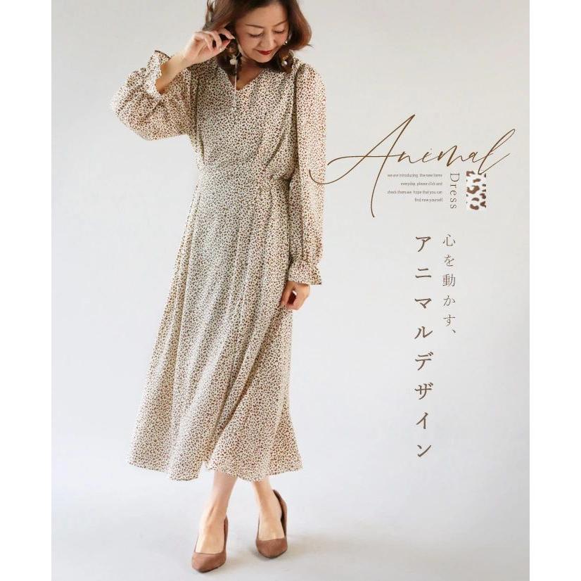 Otona 40代 50代 60代 ワンピース アニマル柄 長袖 心を動かす アニマルデザイン T467ko Otona 通販 Yahoo ショッピング