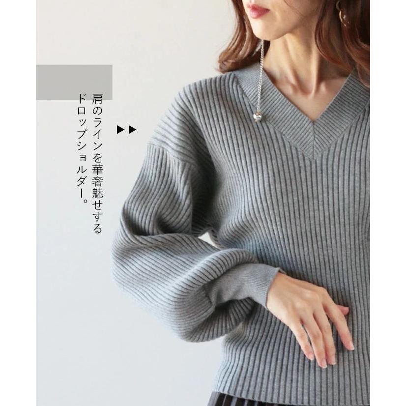 OTONA ニット トップス レディース グレー 長袖 ドルマンスリーブ 