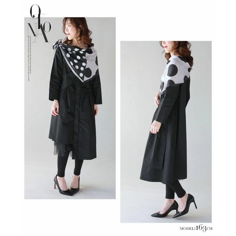 OTONA スカーフ ドット柄 ブラック パープル しとやかに 個性降り注ぐ