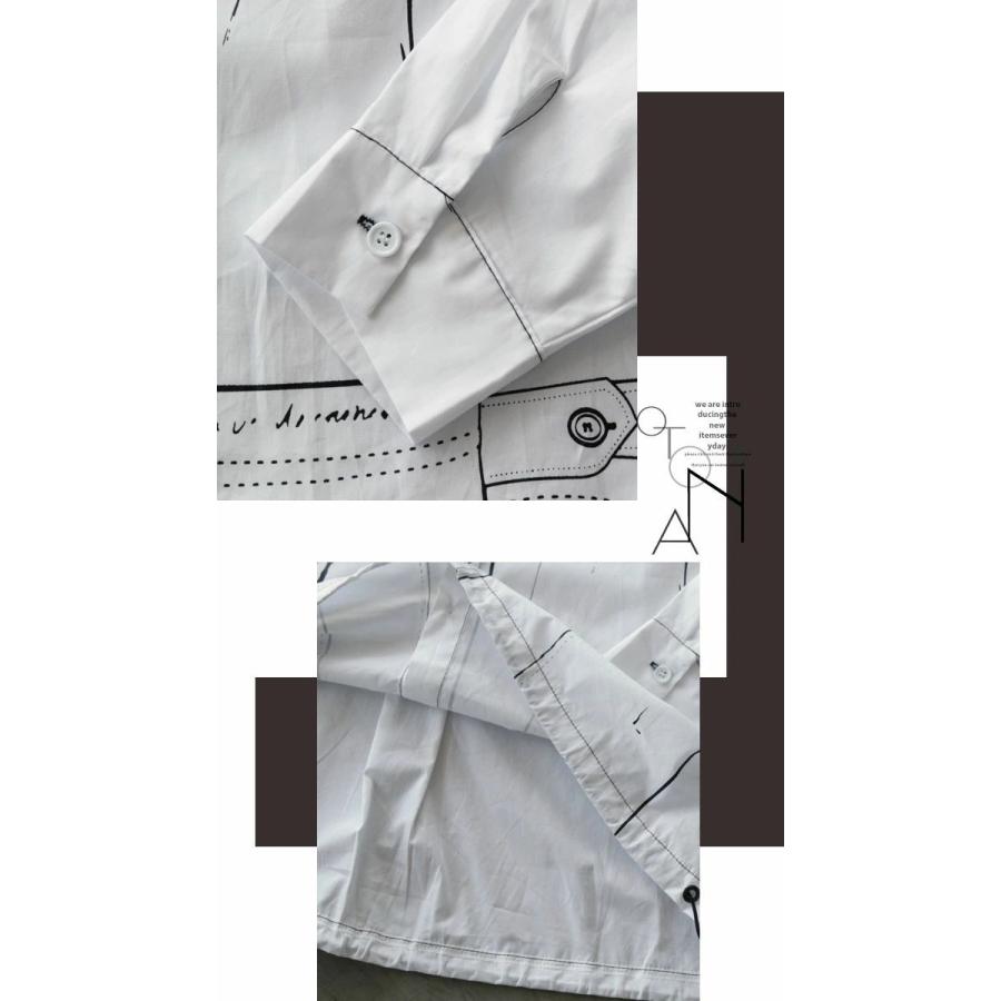 トップス シャツ レディース ホワイト 長袖 体型カバー ゆったり きれいめ カジュアル 個性的 柄 トリックアート 服に服の絵を描いてみた OTONA 40代 50代 60代｜otona-luxe｜16
