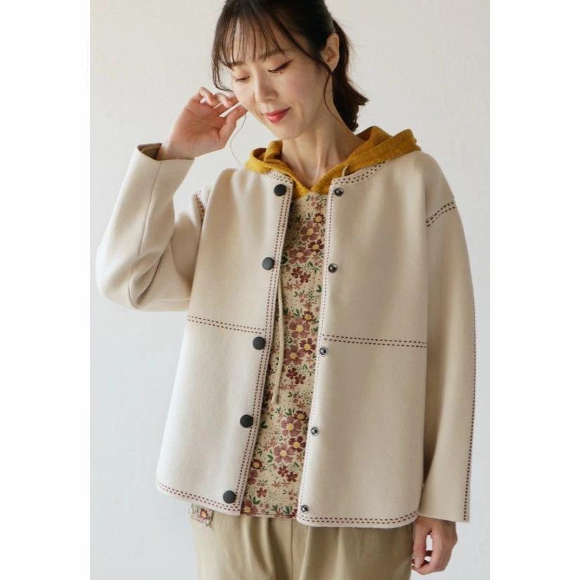 OTONA アウター ブルゾン レディース アイボリー 長袖 ショート