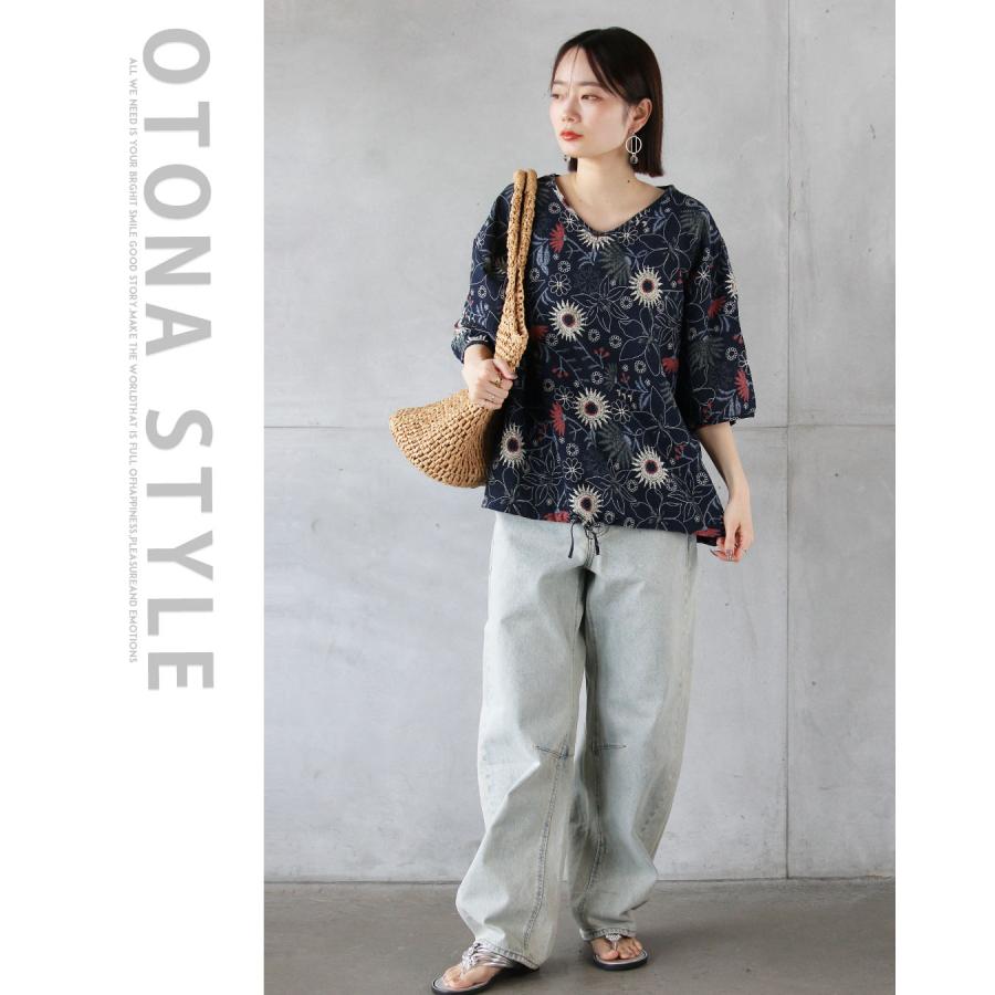 OTONA トップス シャツ レディース ネイビー おしゃれ甘さを抑えた小粋