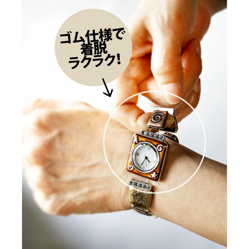 腕時計 レディース オレンジ ネイビー カジュアル プレゼント パリの骨董市で見つけたような ハッピーブレスウォッチ OTONA 40代 50代 60代｜otona-luxe｜11