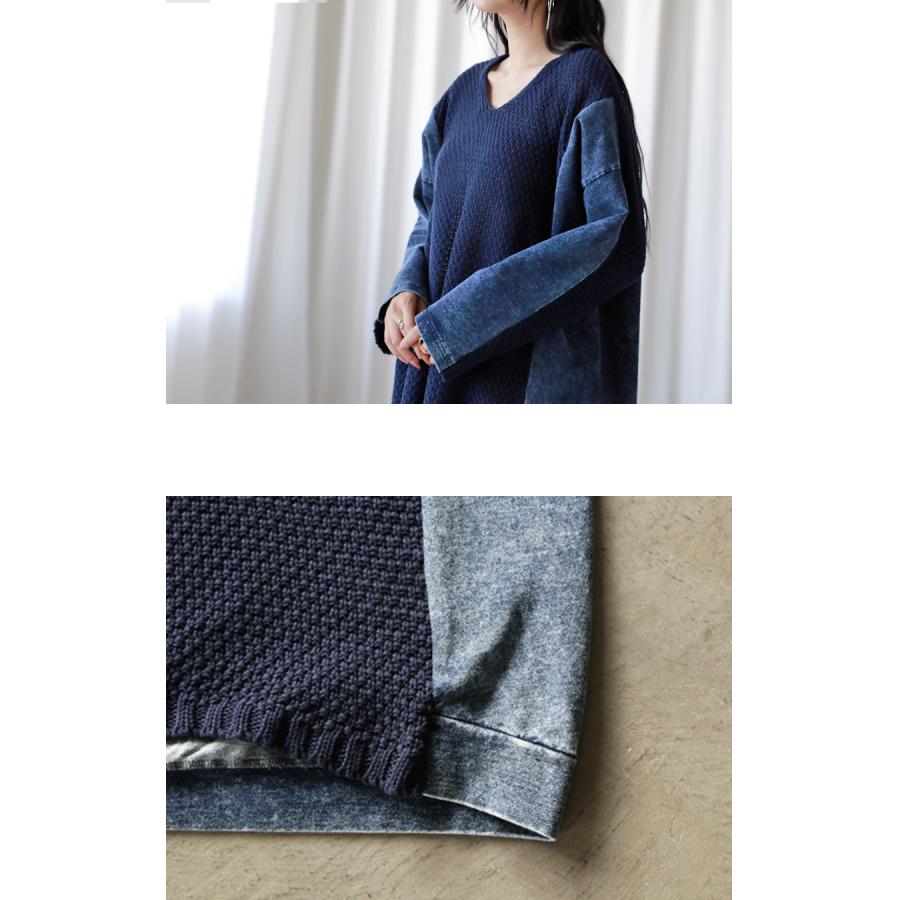 OTONA トップス ニット デニム スウェット レディース ネイビー 長袖