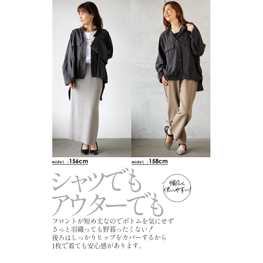 OTONA シャツ トップス アウター レディース チャコール グレー 薄手