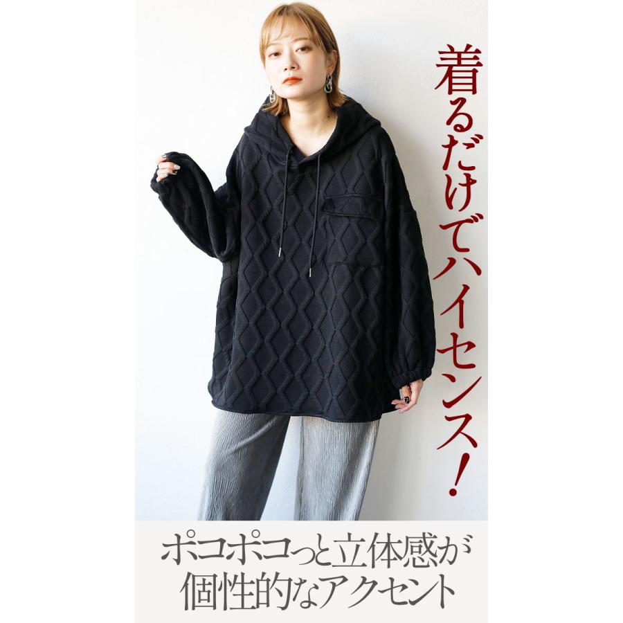 OTONA トップス パーカー レディースブラック プルオーバー スウェット