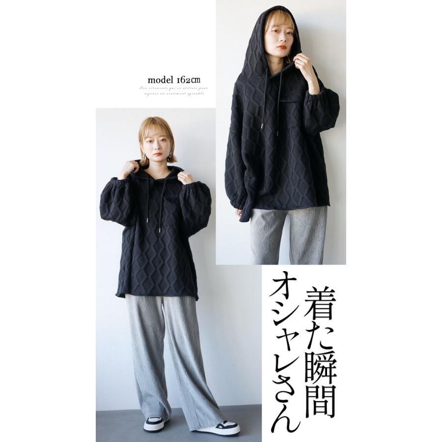 OTONA トップス パーカー レディースブラック プルオーバー スウェット