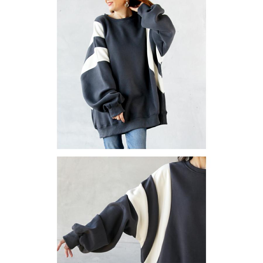 トップス スウェット レディース 長袖 カジュアル スポーティー 休日コーデ シンプルに映える オーバーサイズプルオーバースウェット OTONA 40代 50代 60代 | OTONA | 16