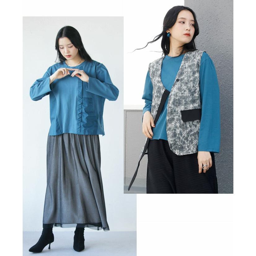 OTONA トップス カットソー レディース ブルー 長袖 Tシャツ プル