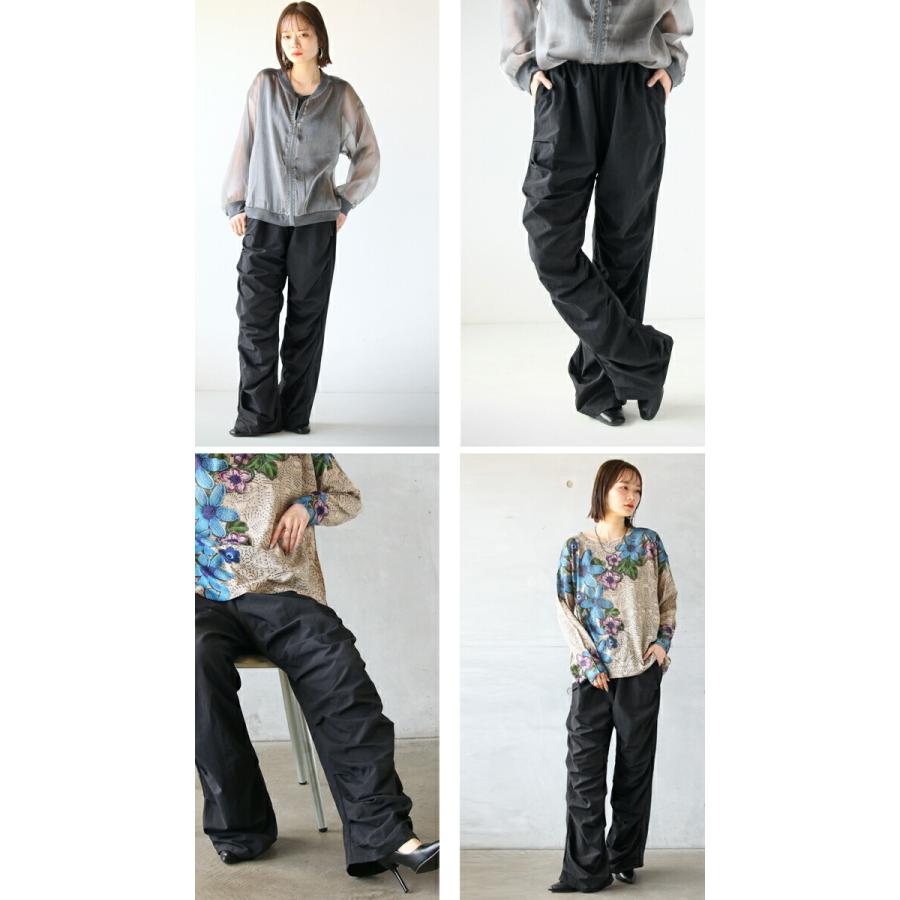 otonaオリジナル パンツ レディース ブラック ロング丈 ナイロン 高身長 大きいサイズ スタイルアップ 効果抜群 ゆるギャザー シャカパン OTONA 40代 50代 60代_9