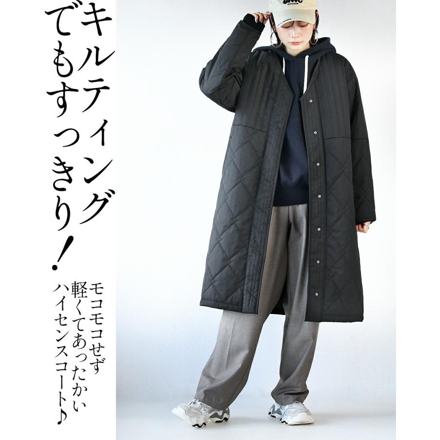 中綿キルティング コート ブラック Pierrot 中綿キルティングドロストコート （ブラック） - ファッション