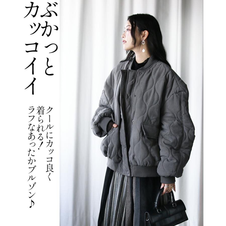 BEIGE,　中綿キルティングブルゾン　ダークネイビー　32 キルティング ブルゾン レディース 中綿 防寒 保温 秋冬 韓国