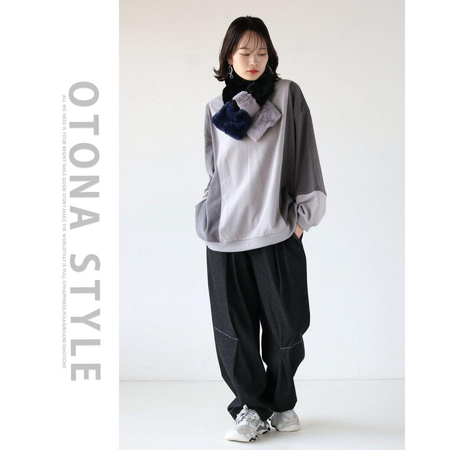 OTONA トップス スウェット レディース グレー 長袖 プルオーバー バイ