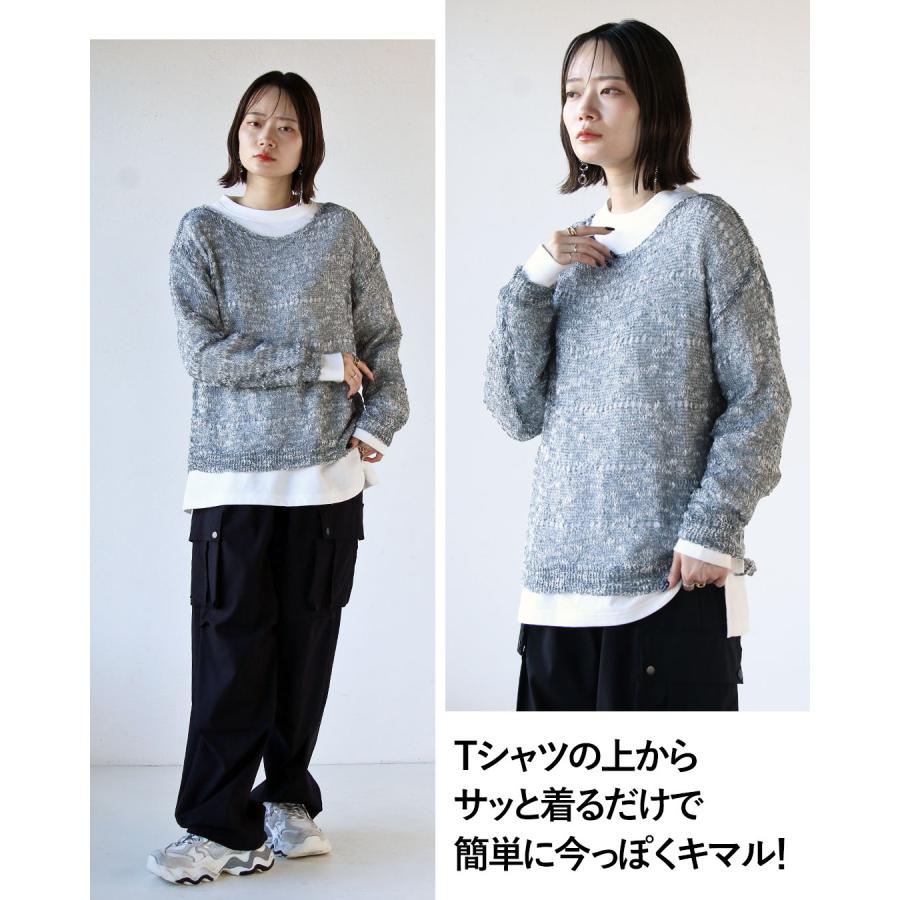 OTONA トップス ニット レディース グレー 長袖 薄手 プルオーバー