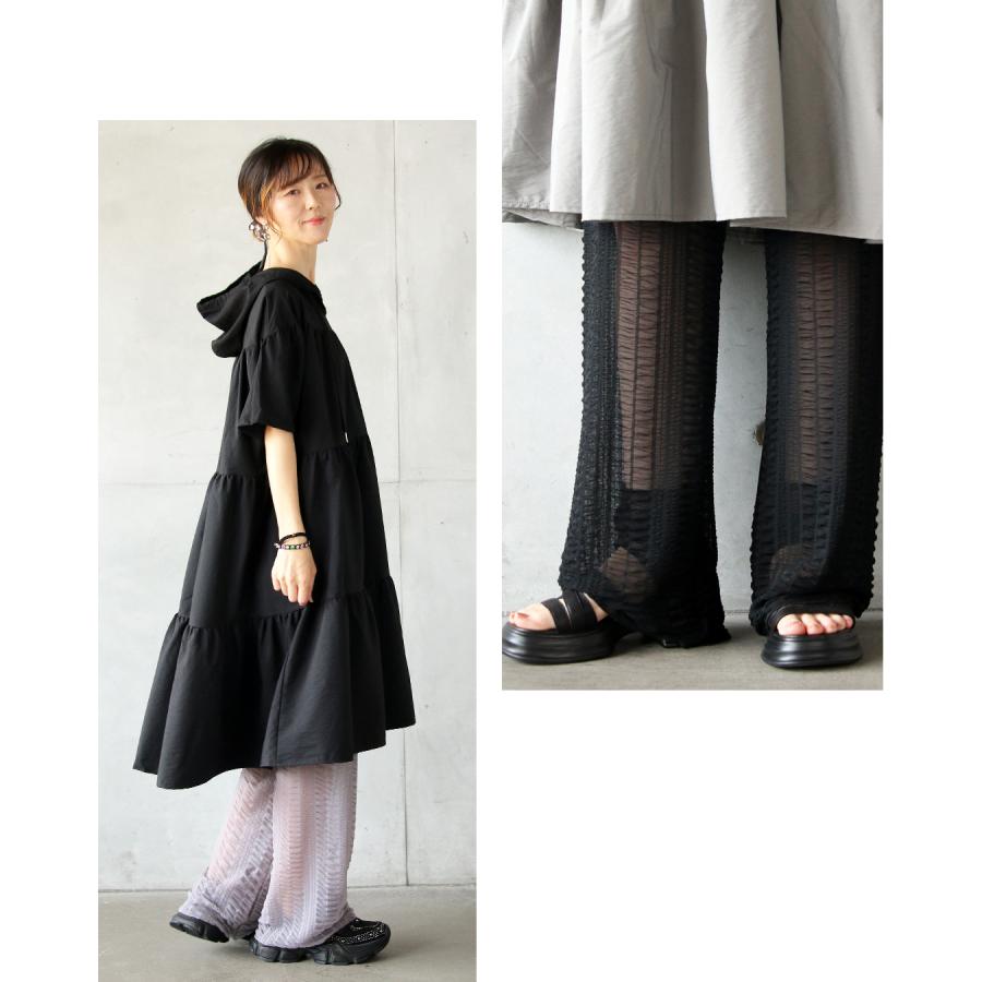 MARK & LOA ブラック フレアパンツ 40 OTONA パンツ フレアパンツ レディース ブラック グレー ロング シアー