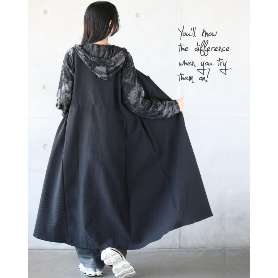 OTONA ワンピース レディース ブラック 長袖 ロング丈 ベスト 2way