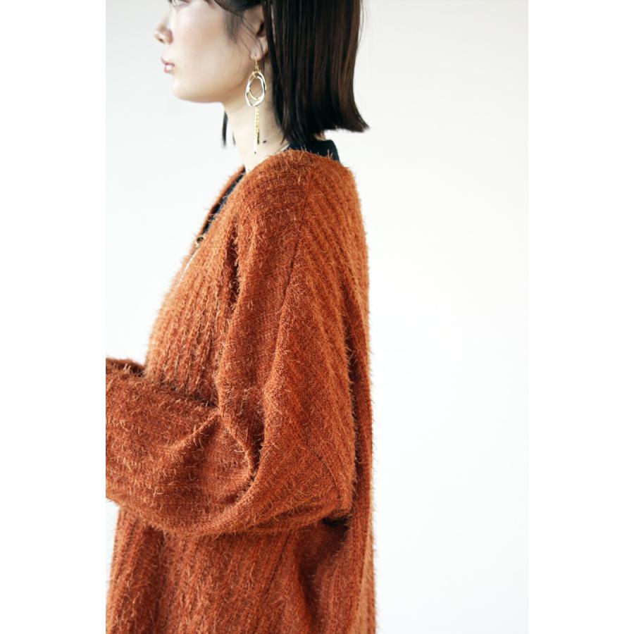 OTONA トップス ニット シャギー レディース オレンジ 長袖 無地