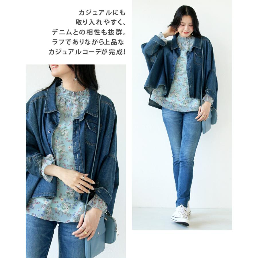 OTONA トップス シアー 大人のエレガンスレトロ花柄ブラウス ライト