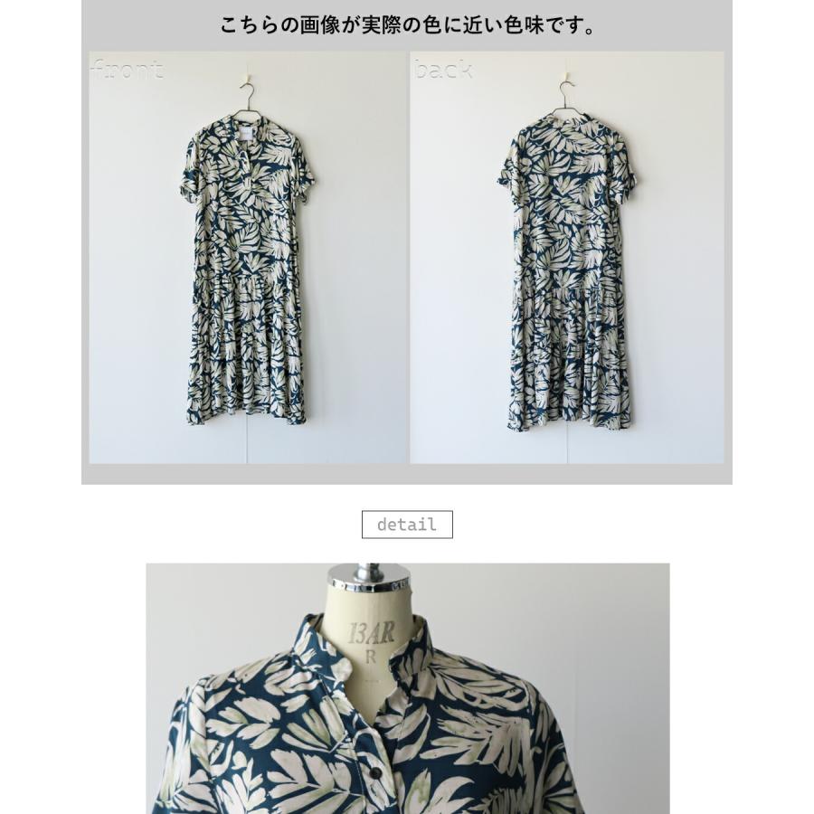 OTONA 涼し気リーフでラフなのに華やか ティアードワンピース 柄